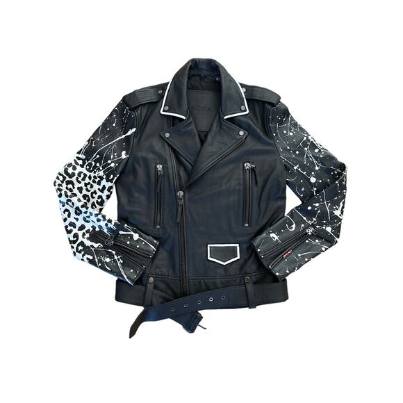 Boda Skins x Sara Sammakia - Super Cool Sh*t Leather Jacket in Black & White - Picture 1 of 8